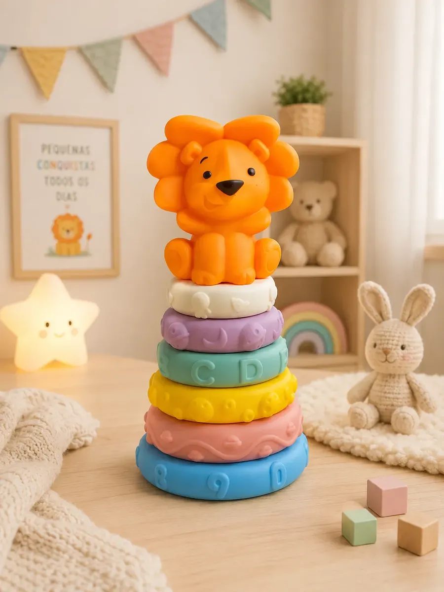 Coalinha Mordedor Empilhar Interativo Sensorial Bebê Torre