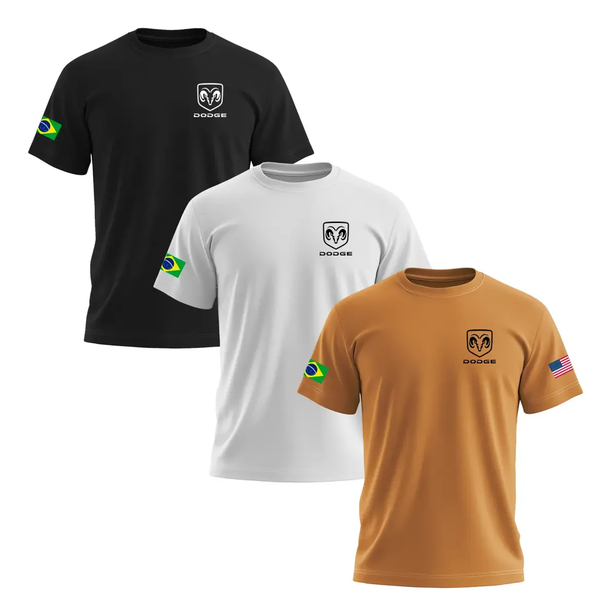 Kit 3 Camisetas Dodge Ram Algodão Agro