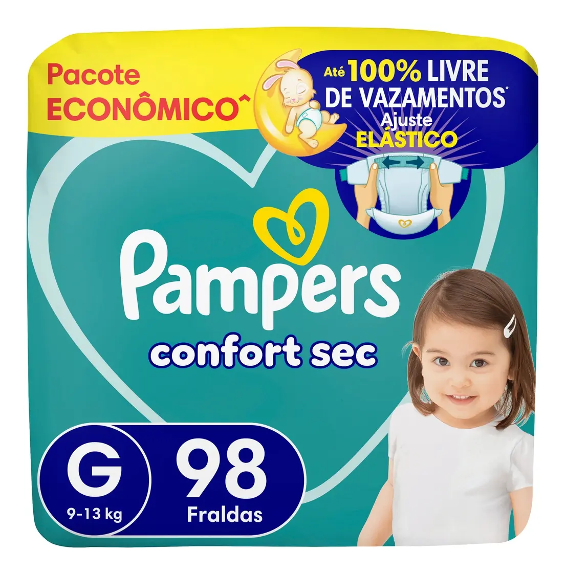 Fraldas Pampers Confort Sec Tamanho G 98 unidades