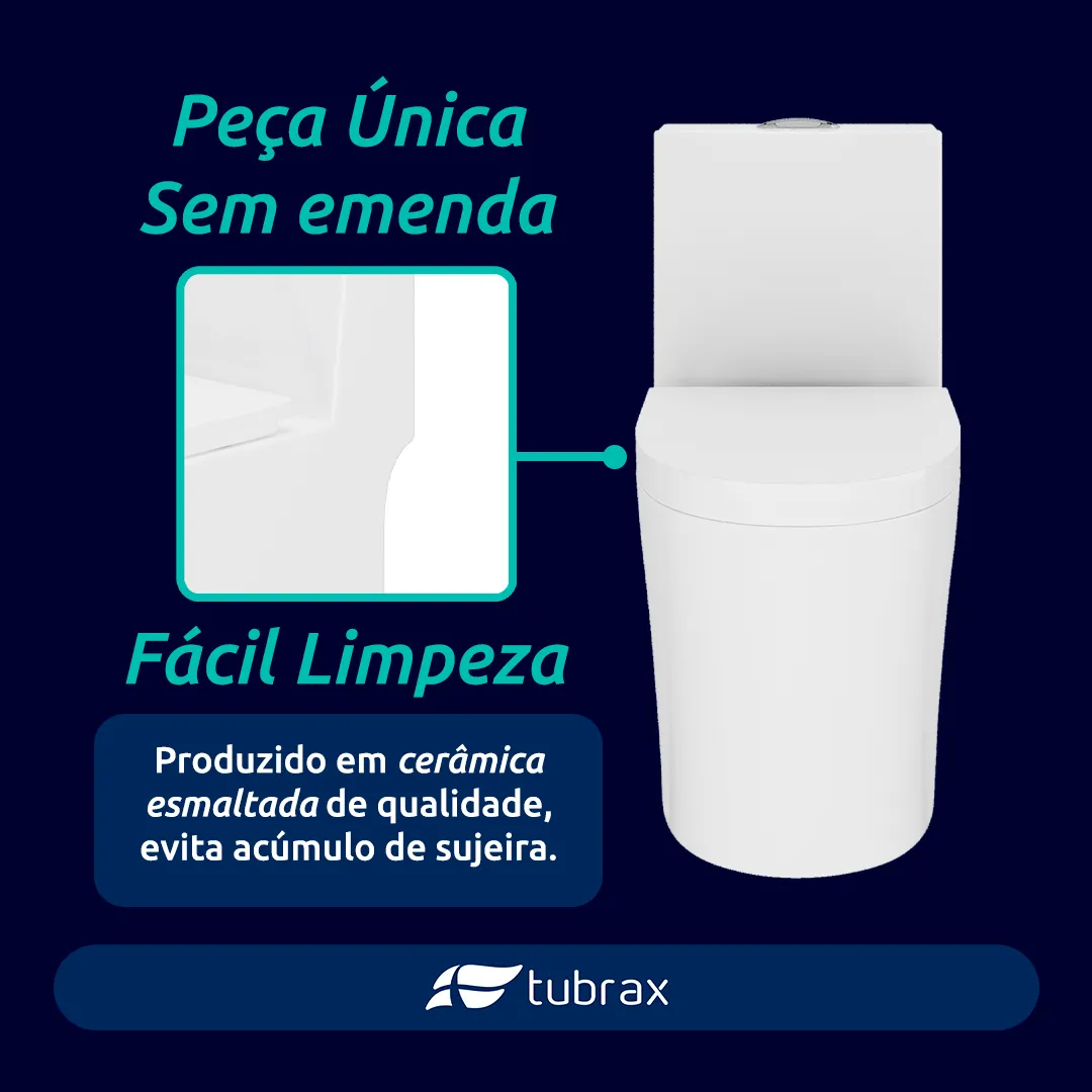 Vaso Sanitário Monobloco Caixa Acoplada Completo Privada Cor Branco Tubrax - VAB0003