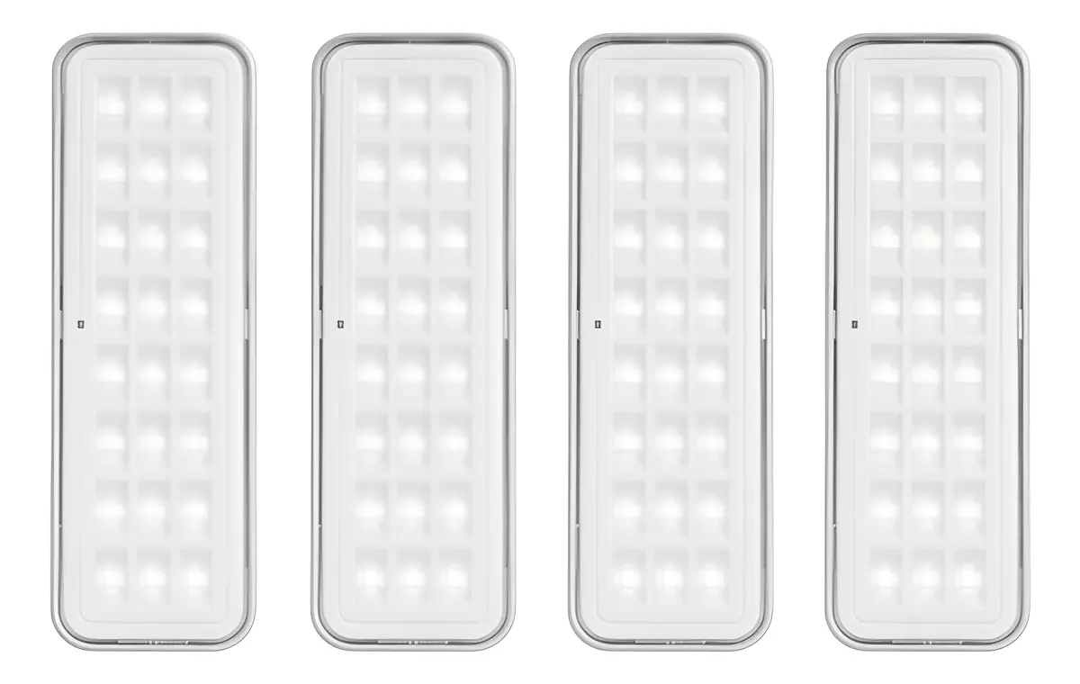 Kit 04 luminárias de emergência 30 leds Elgin 6500k cinza