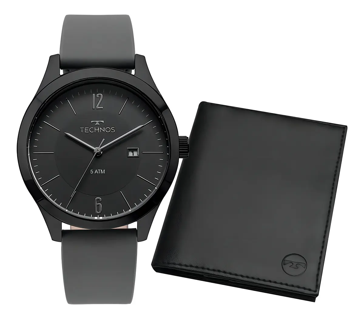 Relógio Technos Steel Preto Masculino Analógico Caixa Aço Inox Pulseira Silicone