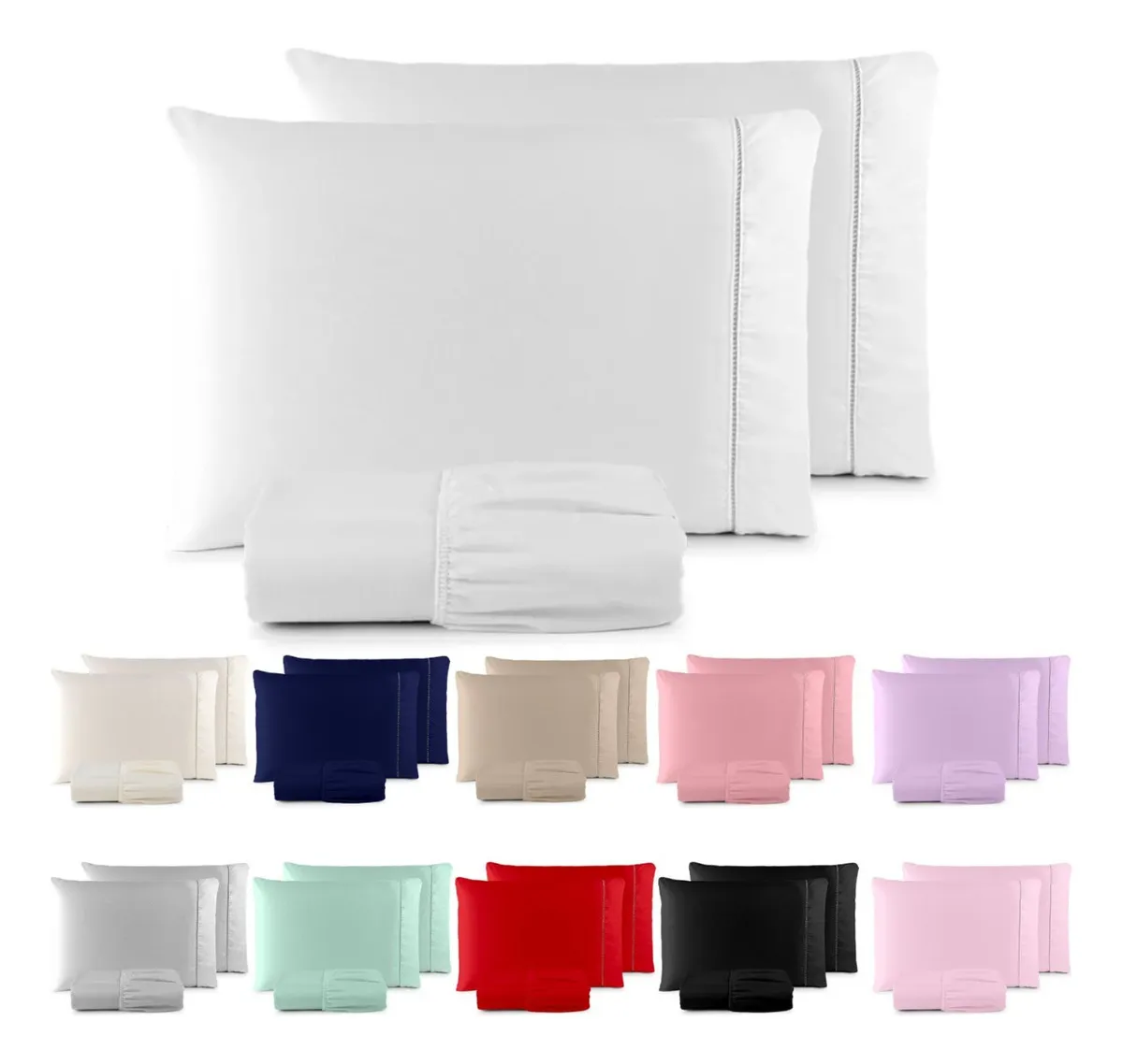 Jogo De Lençol Queen 3 Peças 400 Fios C/ Elástico Hotel Branco Liso