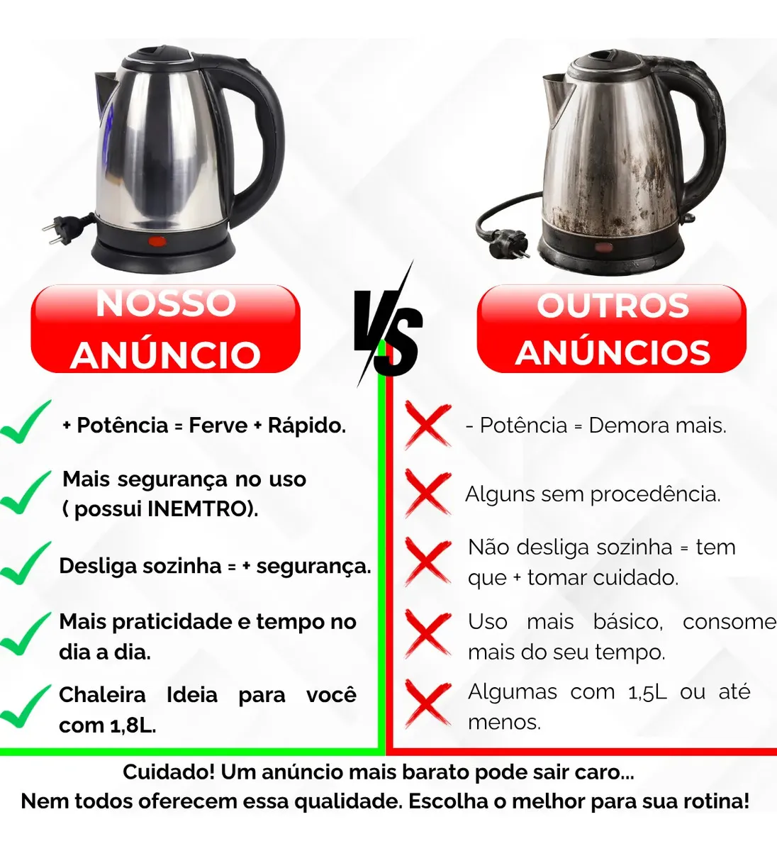 Chaleira Elétrica Inox 1.8l Com Tampa Jarra Bule Café Chá Desligamento Automático Ferve Água Rápido — imagem 3