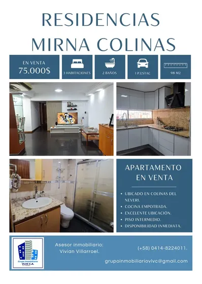 Se Vende Excelente Y Moderno Apartamento En El Conjunto Residencial Mirna, Ubicado En Colinas De Neveri