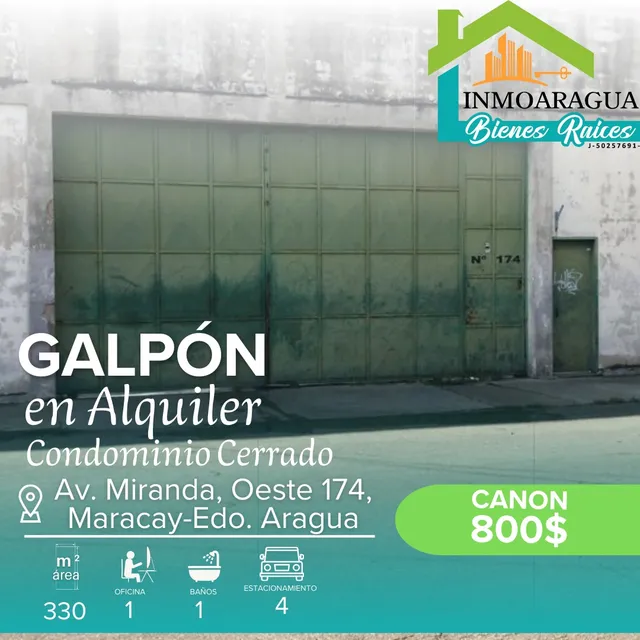 Alquilo Excelente Galpón / Av. Miranda, Maracay/ Yp1390 
