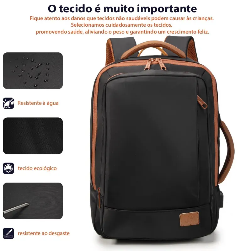 Mochila, impermeável, reforçada, com capacidade para laptop, ampliação de 25 a 40 L, adequada para homens e mulheres, ideal para viagens e deslocamentos diários, com porta USB (preto)