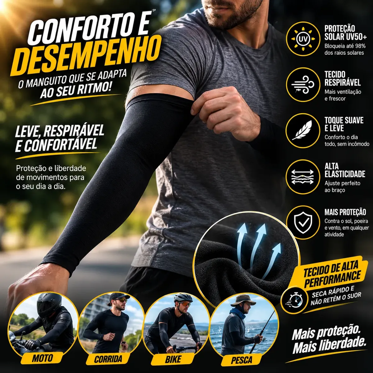 Manguito Kit 3 Proteção Solar Uv50+ Moto Ciclismo Corrida — foto 6