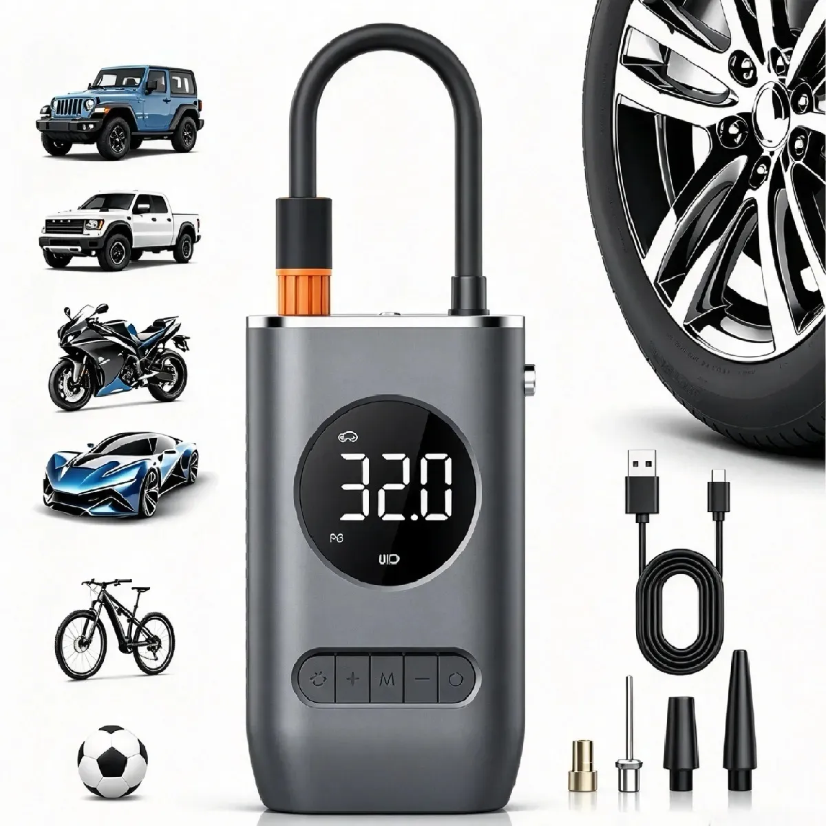 Mini Compressor de Ar Portátil Digital Sem Fio para Pneus e Infláveis — imagem 1