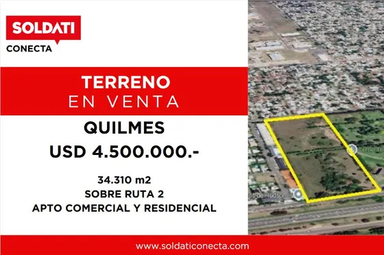 Terreno Sobre Ruta 2 En Venta - Quilmes