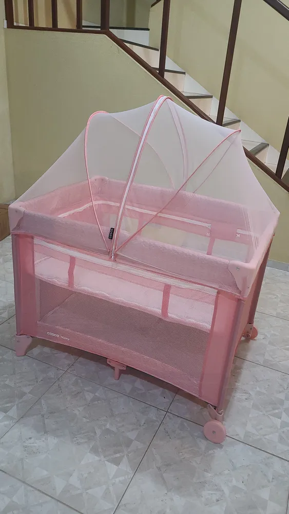 Berço Cosco Kids, Nanny, 0 a 18kg, Rosa Rajado - Imagem 3