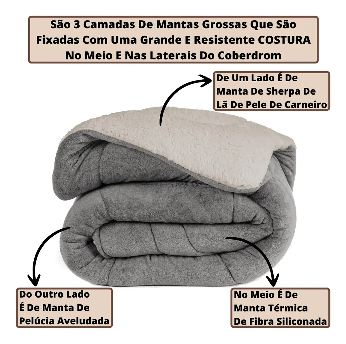 Cobertor de 3 camadas dobrado