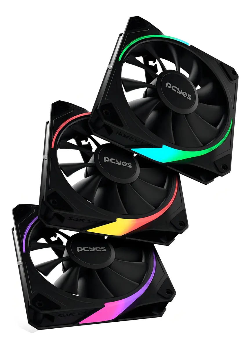 Kit 3 Cooler + Controladora Argb 120mm Pcyes Sangue Frio 3 L LED RGB