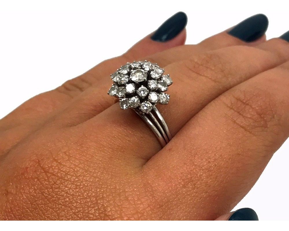 Anel Chuveiro De Brilhantes Preço Anel Chuveiro Brilhantes 1.41 Cts Ouro Branco Classico 23293 | Mercado