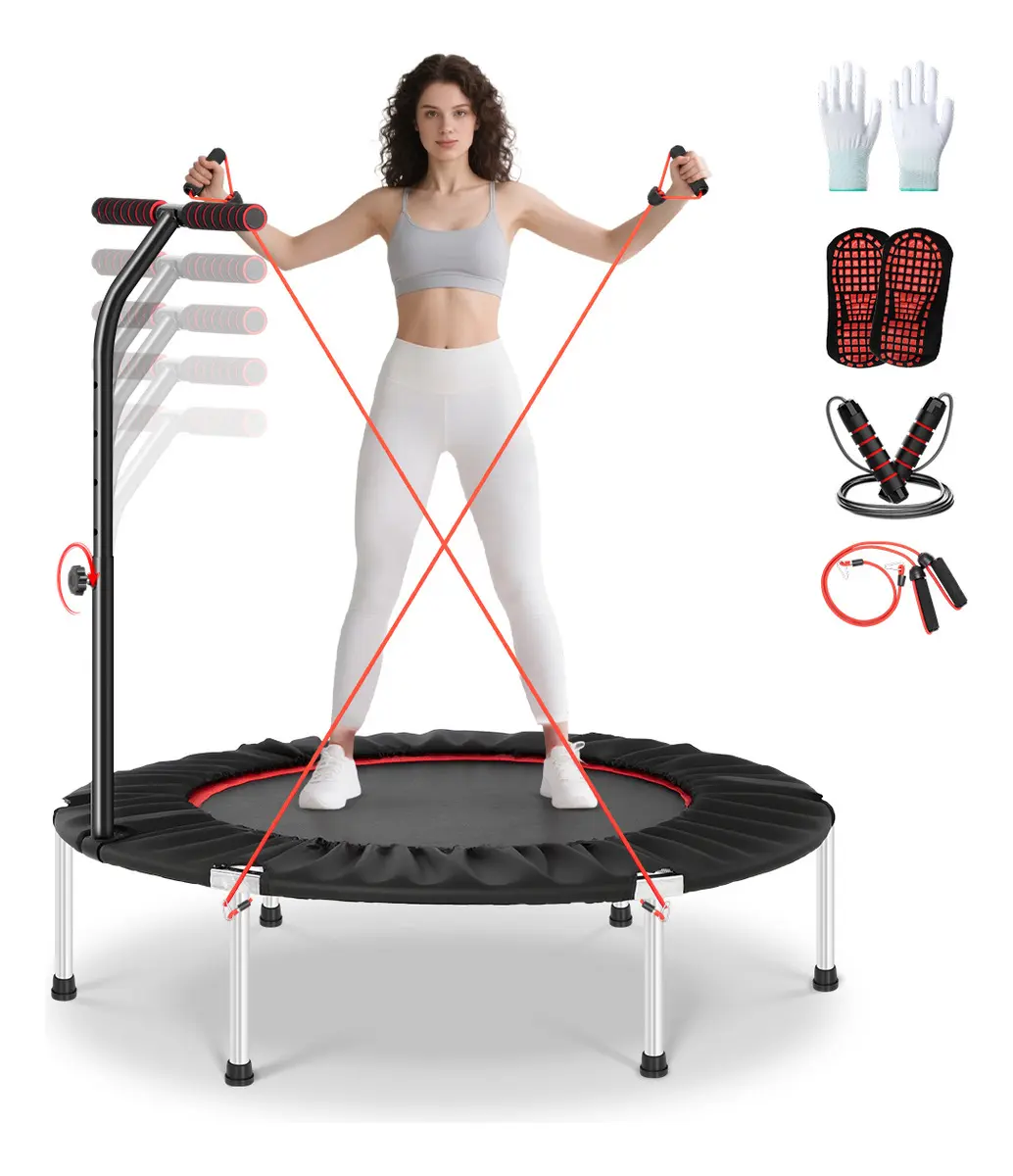 Trampolín Brincolín Aeróbicos Fitness Ajustable Para Ejercicio Reforzado Color Negro