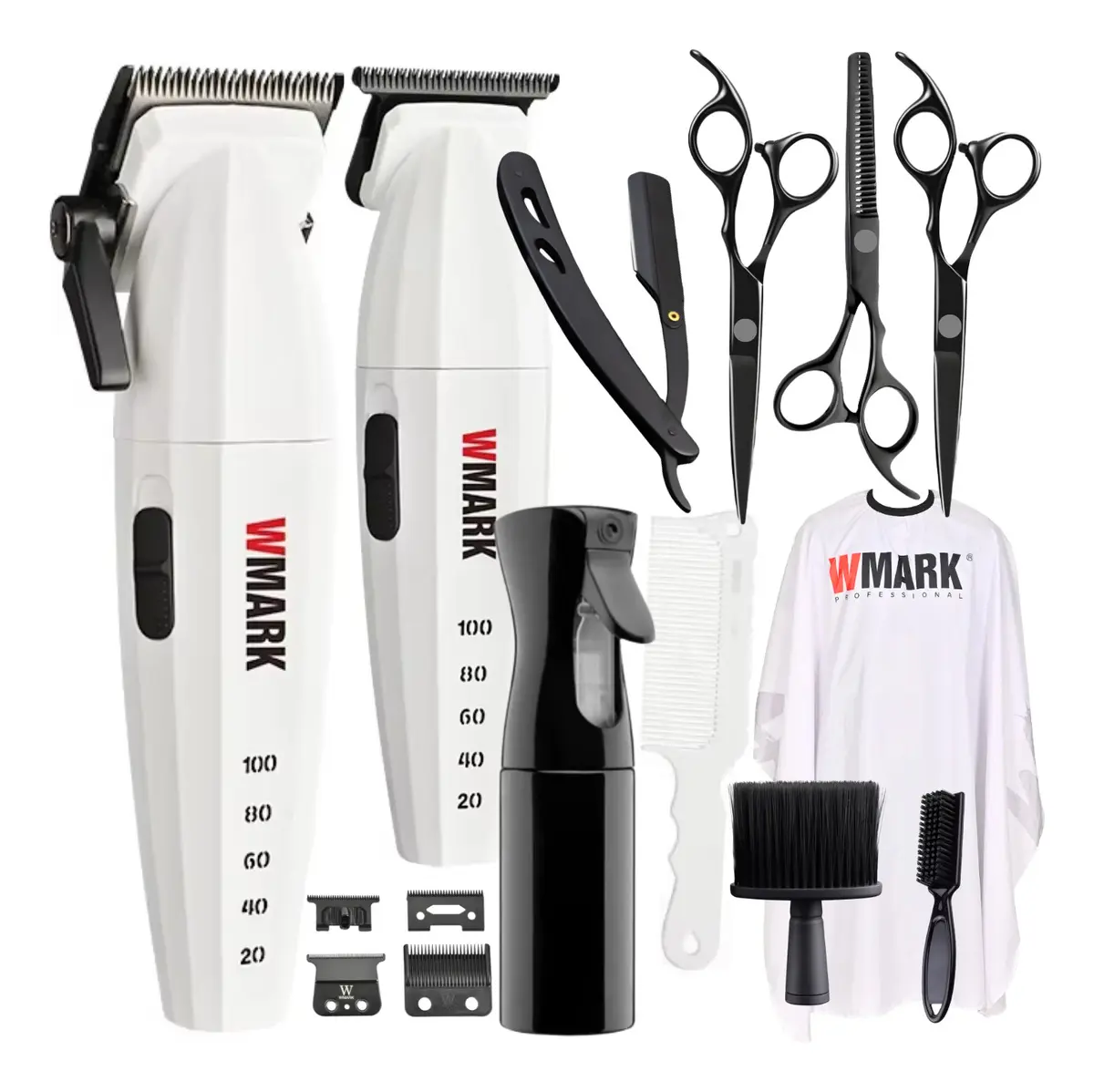 Kit Maquina de Cortar Cabelo Acabamento Wmark Ng8632 cor Branco