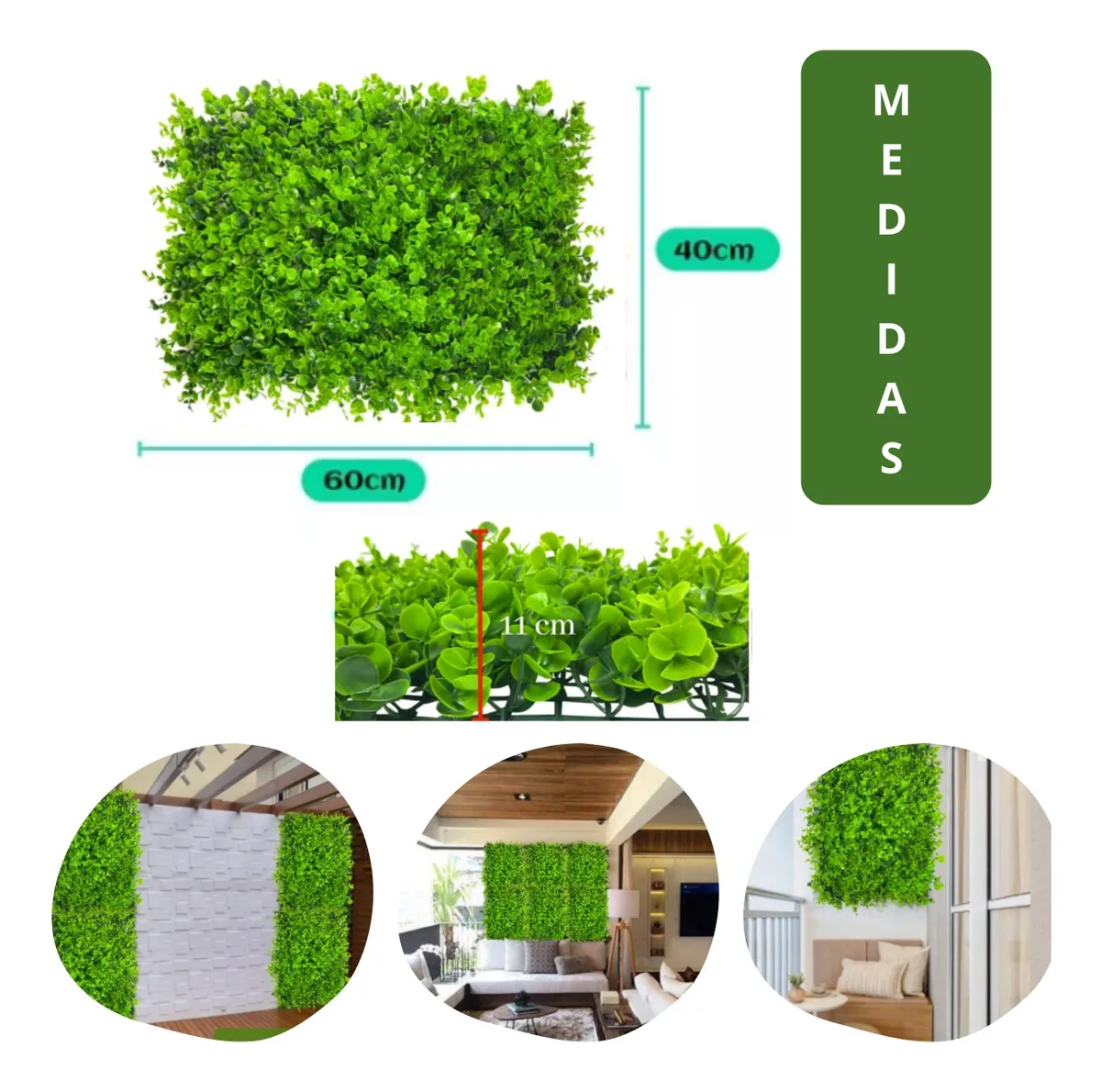 Kit 12 Placa De Grama Eucalipto 40x60 Jardim Vertical Luxo - Imagem 4