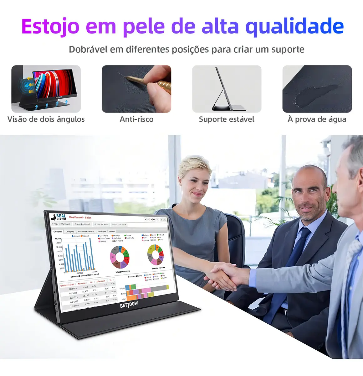 Monitor Portátil Gamer Bettdow 15.6'' Full Hd 60hz Ips Compatível 4k Preto 127/220v