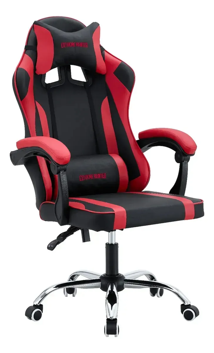 Silla de escritorio Ideon Extreme Hunter Pro SG01 gamer ergonómica negra y roja con tapizado de cuero…