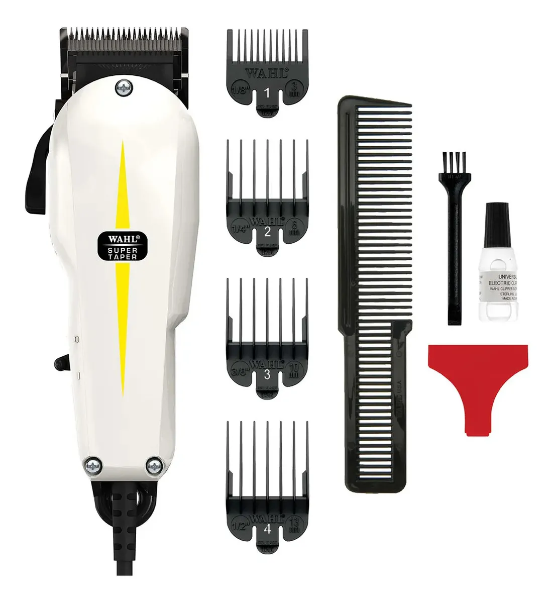 Wahl Maquina de Corta Cabelo Super Taper Profissional Para Barbeiros Com Fio 110v Motor V5000 Lâmina Cromada Standard 8 Pentes de Altura