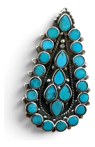 Anel Indiano Boho Com Turquesa Ajustável Prata 925 — foto 2