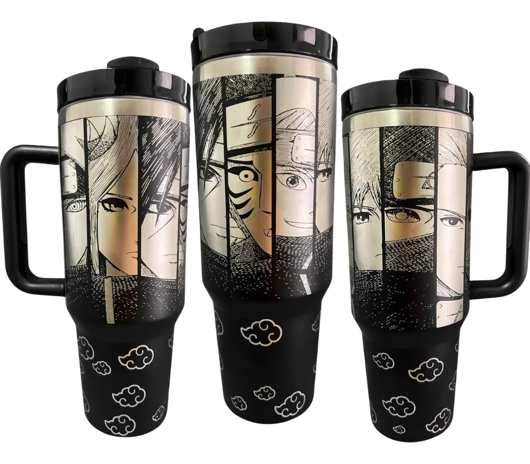 Copos Térmico Inox 1200ml One Piece - Anime C/ Canudo Preto Naruto - 1200ml