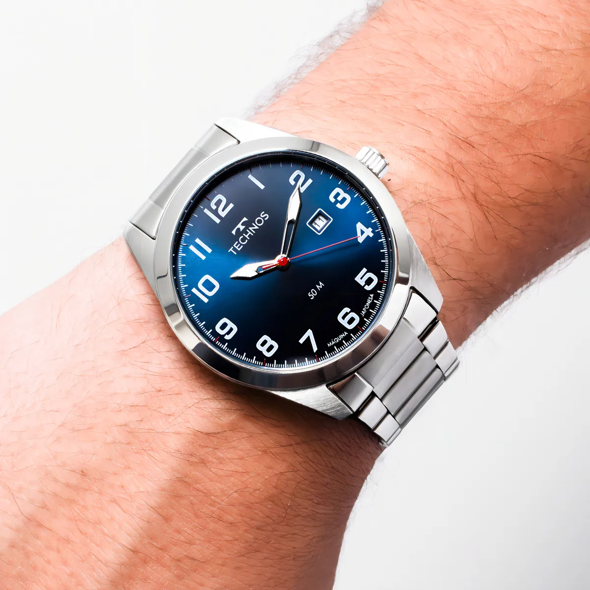 Relógio Masculino Technos Militar Prova D'água Cor Do Bisel Prateado Calendário 2115tyn/1a - Imagem 2