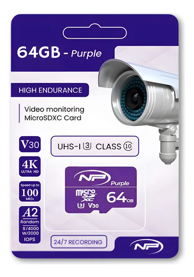 Memoria Micro SD NP 64 GB High Endurance V30 A2 100MB/S