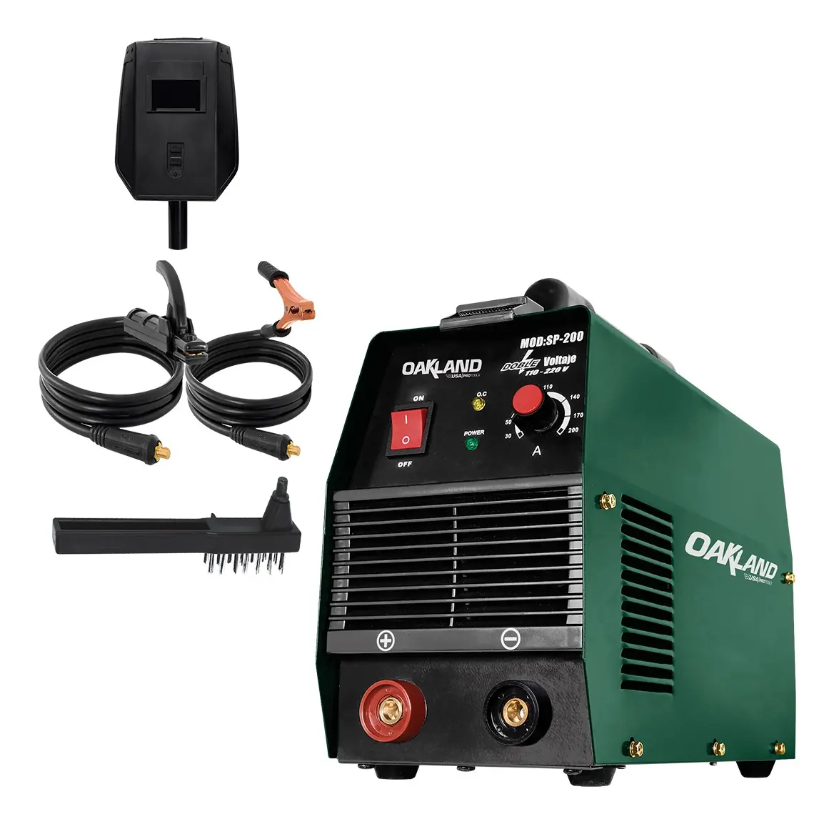 OAKLAND Soldadora Inverter Industrial 200a E6013/7018 Color Verde Frecuencia 60 Hz OAKSP-200