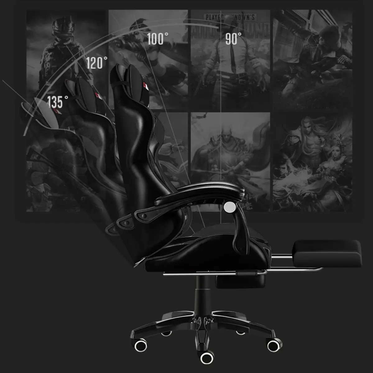 Silla Gamer Vidita Gx2000 Ergonómica Presidencial Reclinable Negra Con Reposapiés Videojuego Pc Profesional Negro Cuero Sintético