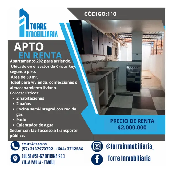 Apartamento 202 Para Arriendo - Sector Cristo Rey