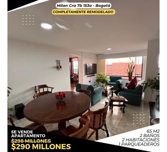 Vendo Apartamento 100% Remodelado Cra 7b 153a