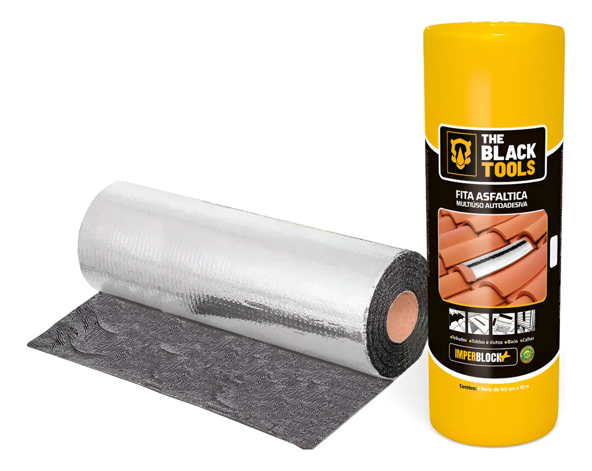 Fita Manta Asfáltica 45cm X 10m Aluminizada Auto Adesiva
