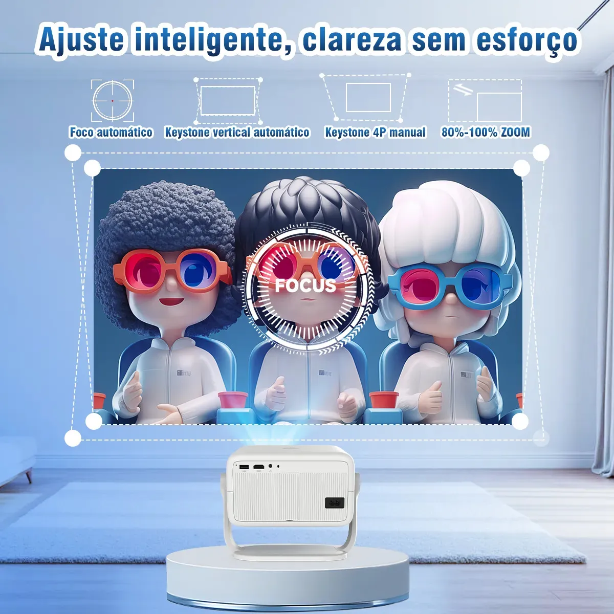 Projetor Magcubic L018 Led Full Hd 1080p, Com Android 14 E Wi-fi 6 Branco 127/220v