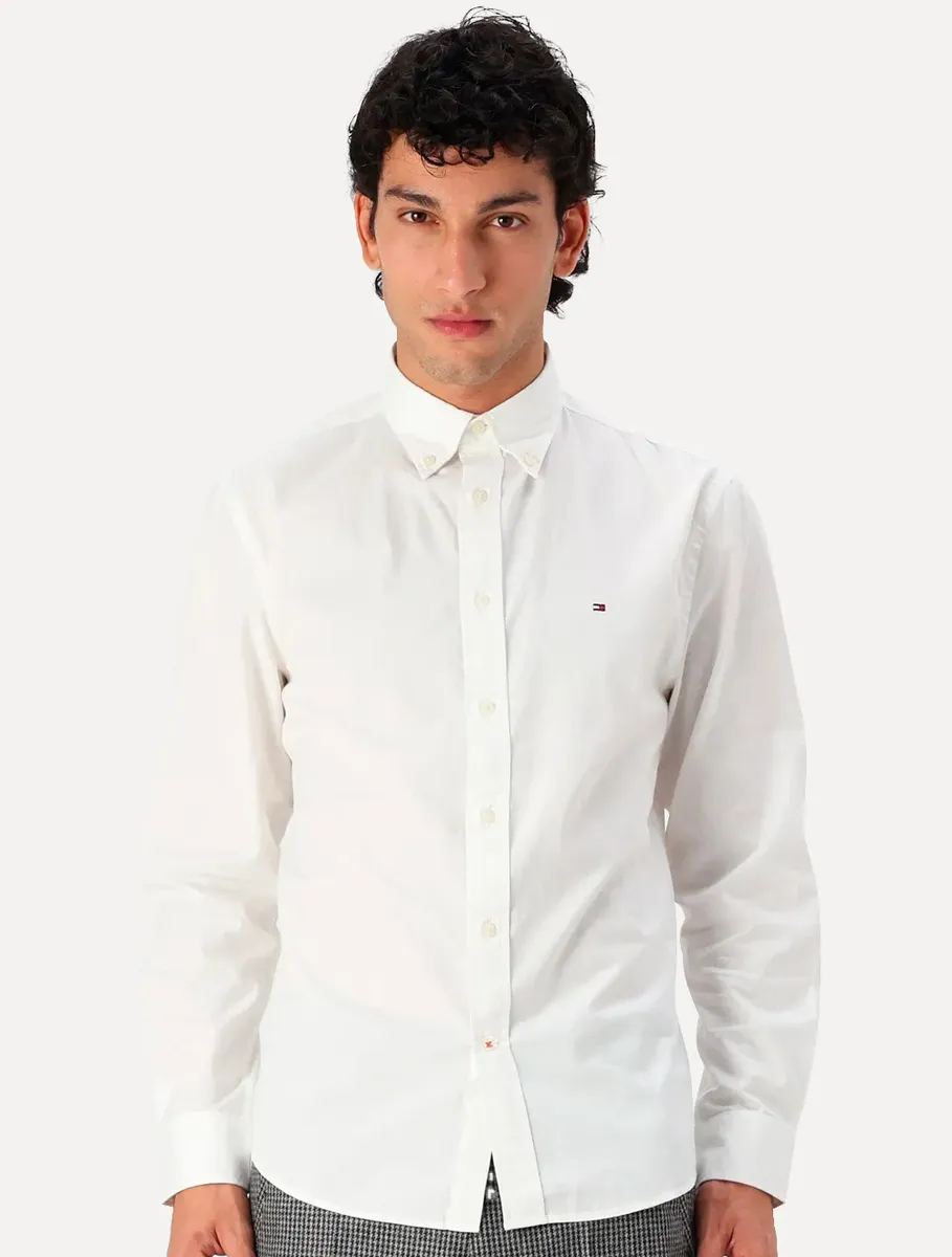 Camisa Tommy Hilfiger Masculina Regular Fit Poplin Branca