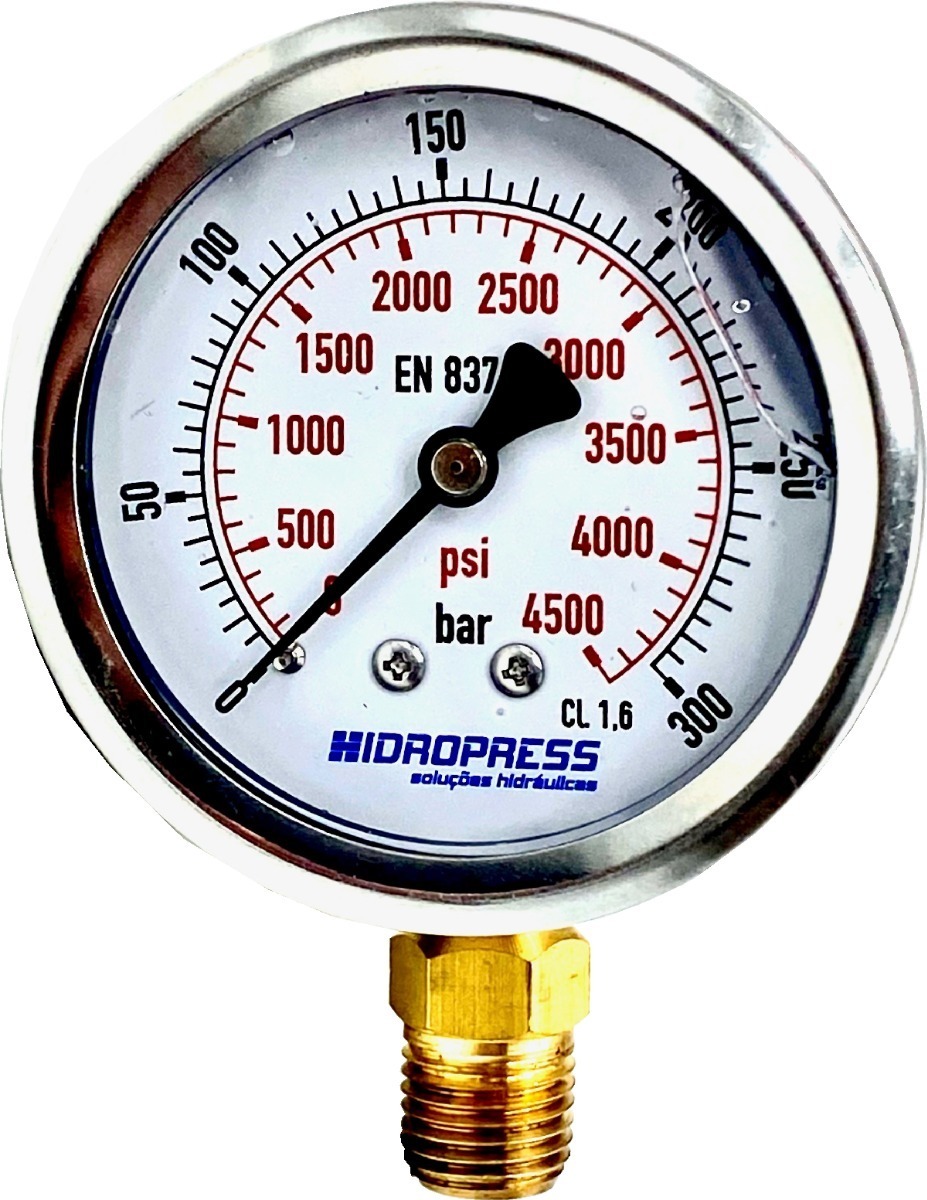 Manometro Glicerinado De 0 300 Bar HIDROPRESS Manometro Glicerinado De 0 300 Bar HIDROPRESS