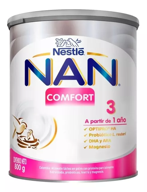 Leche de fórmula en polvo Nestlé Nan Comfort 3 en lata de 800g - 12 meses a  3 años