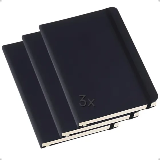 Kit 3 Caderneta Anotação Sketchbook Moleskine Executiva 80 Folhas Sem Pauta