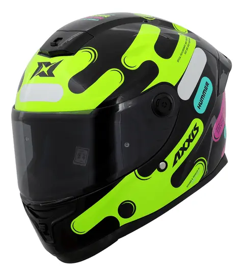 Capacete Moto Fechado Axxis Hummer Liquer B13 Amarelo Rosa — foto 2