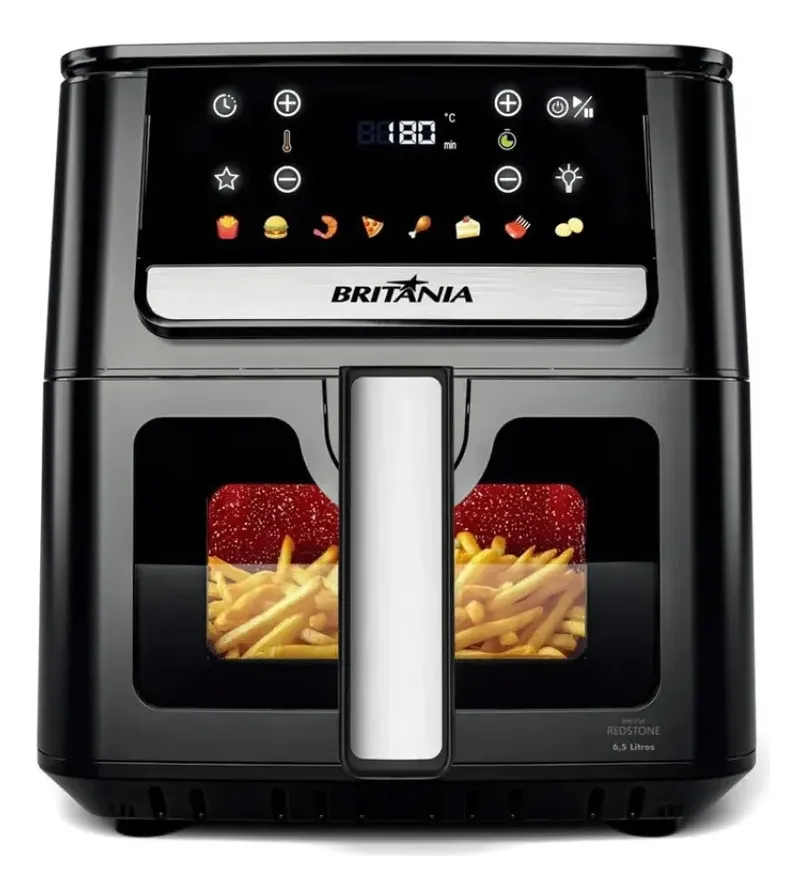 Air Fryer Britânia 6,5L BAF65A 1700W painel digital Redstone