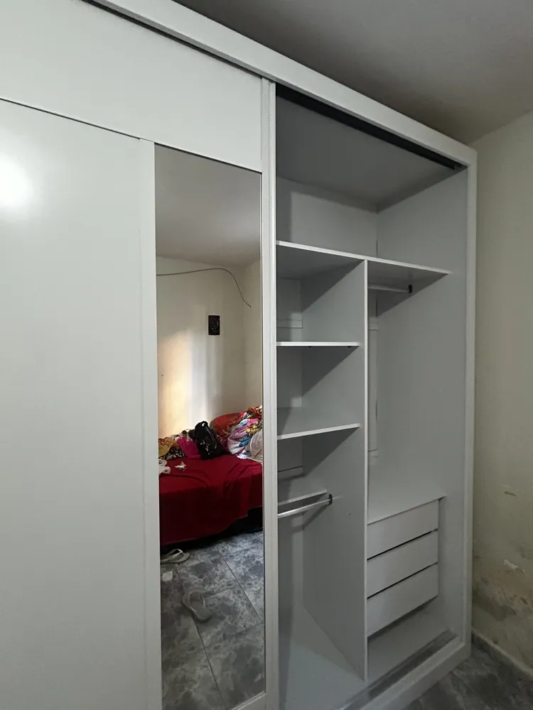 Guarda-Roupa Casal Europa Triunfo Flex 2 Portas Corrediças Espelho Branco Nogueira - Imagem 2