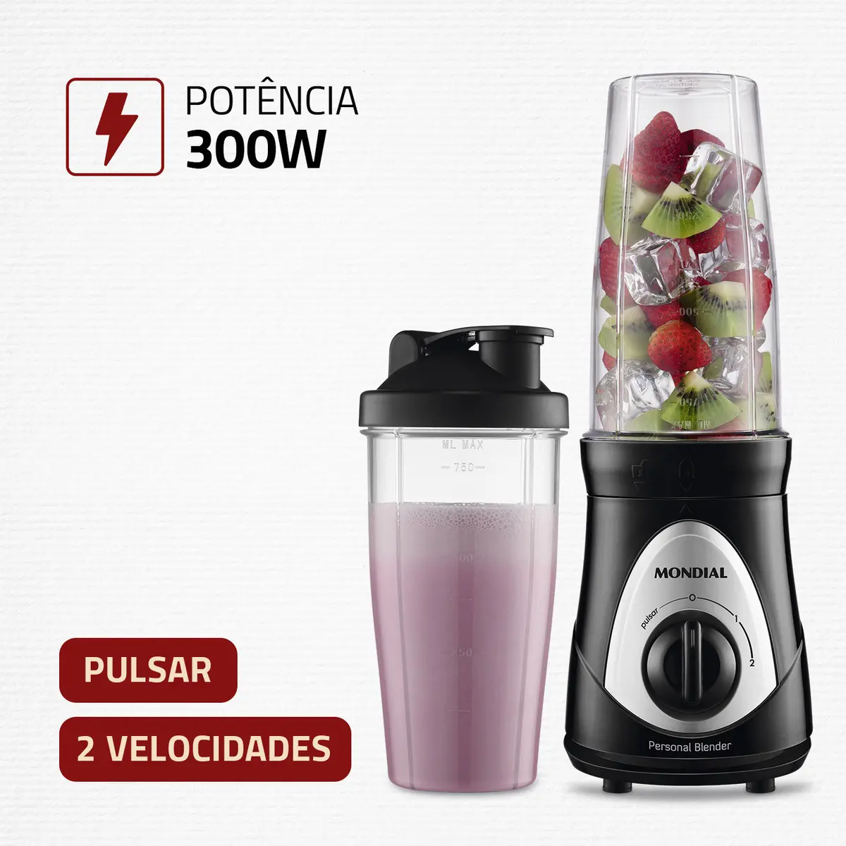 Personal Blender, Mondial Preto/prata 300W DG-01 - Imagem 2