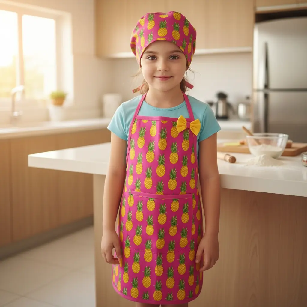 Kit Avental Infantil com Touca para Cozinha e Escola