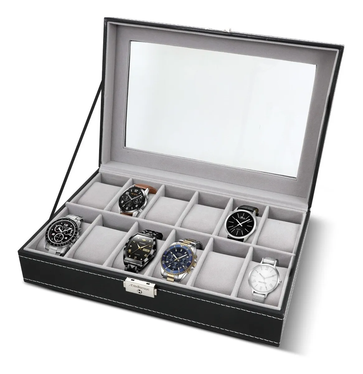Caja para Relojes y Estuche Organizador con 12 Espacios
