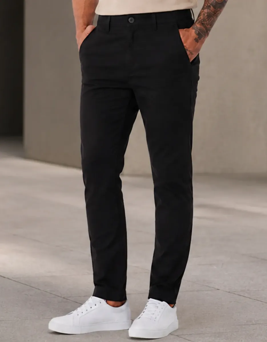 Calça Sarja Masculina Social Slim Elastano Bolso Embutido