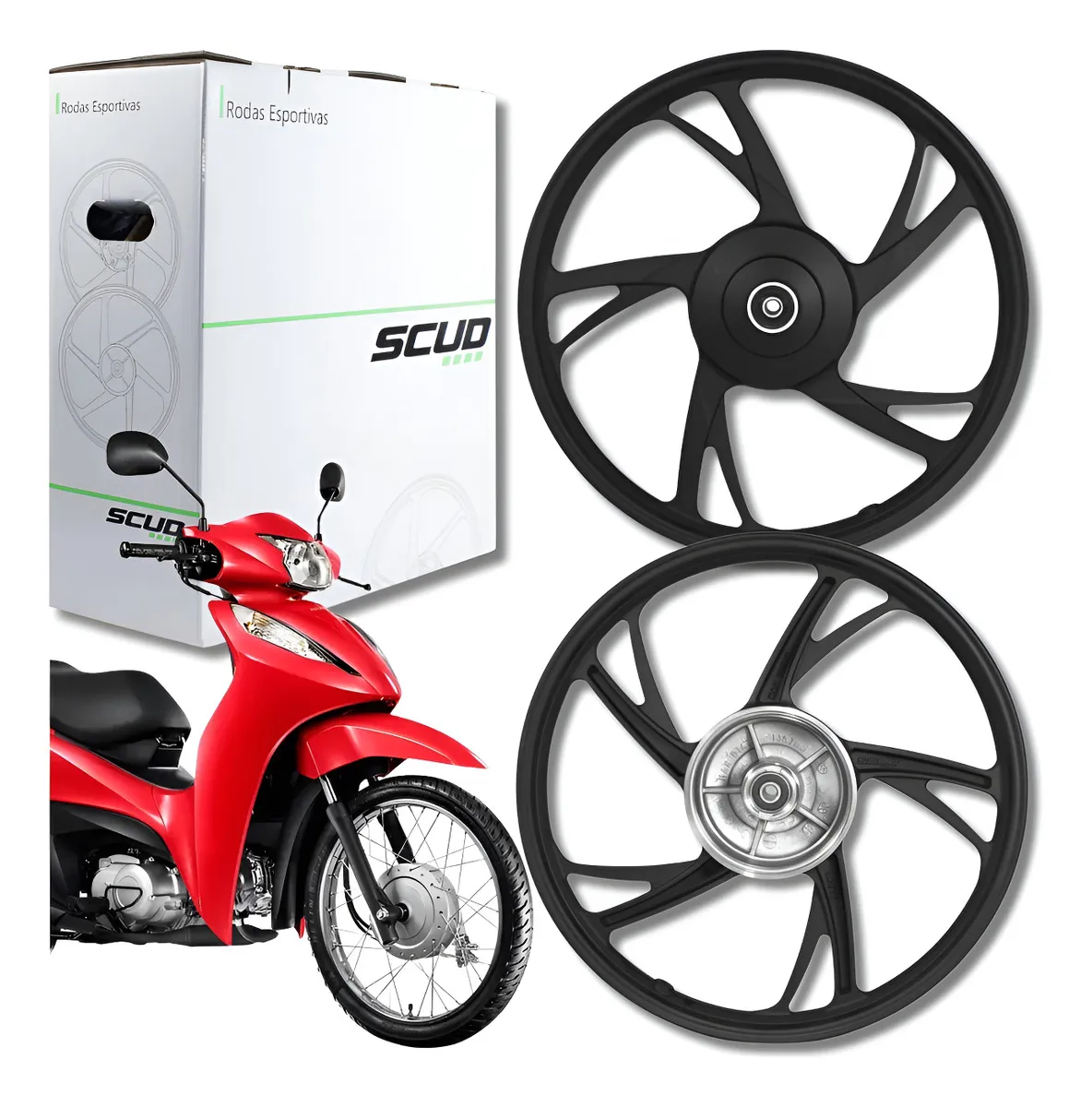 Roda Liga Leve Biz 125 Biz 110 Ks Tambor Pé Galinha Scud Par