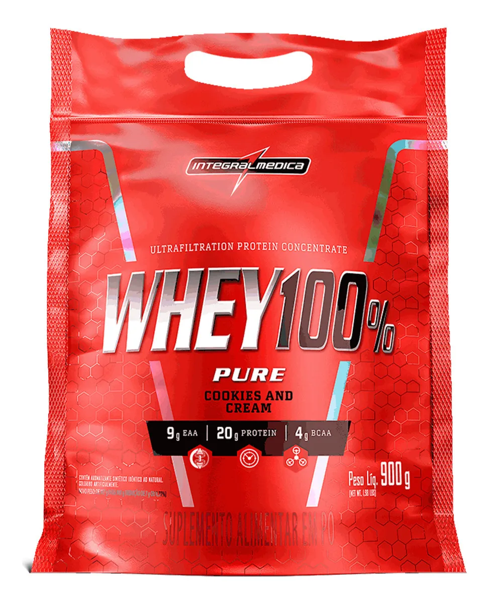Whey 100% Pure Cookies 900g Integralmedica - Suplemento Nutritivo para Treinos de Alta Performance