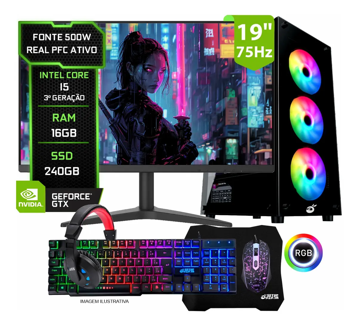 Pc Gamer Completo Intel I5, 16gb Ram, Ssd 240gb, Video 1gb 240 Gb 16 Gb Hd Graphics 2500 1gb
