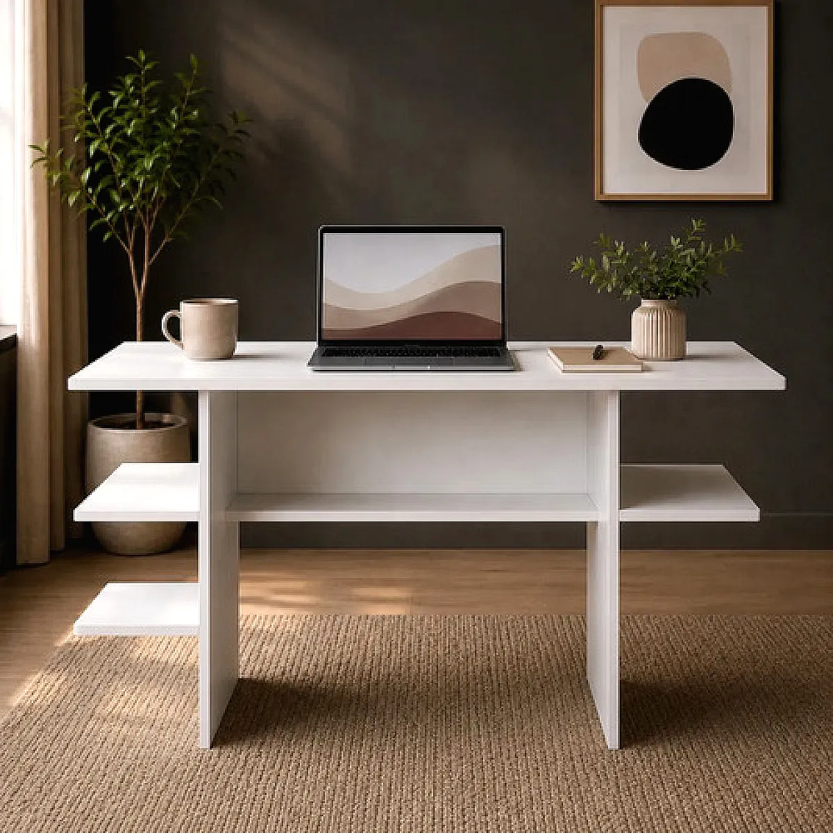 Mesa Para Computador Com Nichos Para Quarto E Estudo Moderno