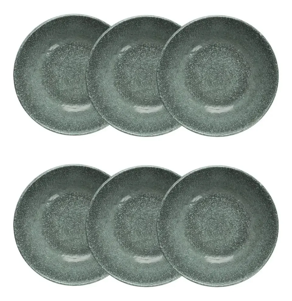 Jogo De 6 Pratos Fundos 20,5 Cm Oxford Unni Lira Verde